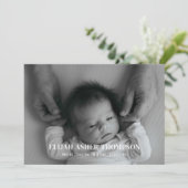 Modern Full Photo Black & White Baby Birth Aankondiging (Staand voorkant)