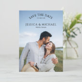 Modern Full Photo Double-sided Save The Date (Staand voorkant)