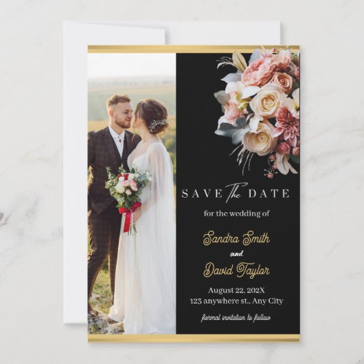 Modern Full Photo Double-Sided Save The Date Card (Voorkant)