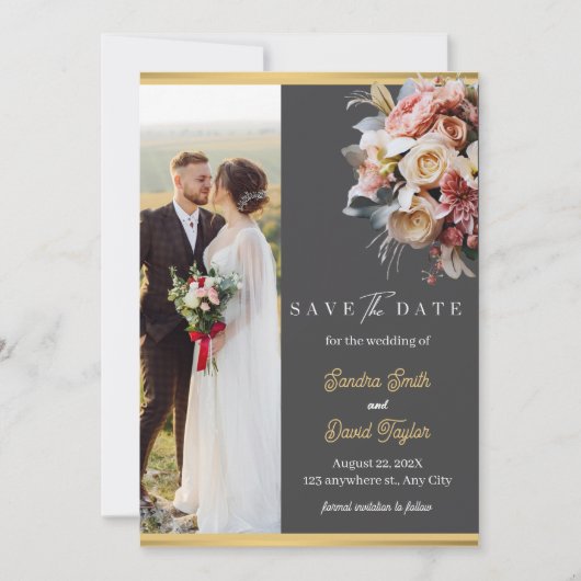 Modern Full Photo Double-Sided Save The Date Card (Voorkant)