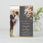 Modern Full Photo Double-Sided Save The Date Card (Staand voorkant)