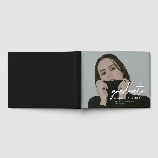 Modern Full Photo Script Custom Graduation Party Gastenboek (Volledig)