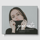 Modern Full Photo Script Custom Graduation Party Gastenboek (Voorkant)