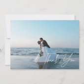 Modern Full Photo Script Lettering Wedding Bedankkaart (Voorkant)