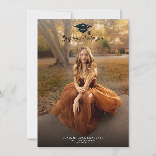 Modern Full Photo Trendy Afstuderen Kaart (Voorkant)