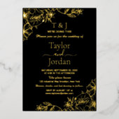 Modern Full Photo Wedding Floral Border Folie Uitnodiging (Voorkant)