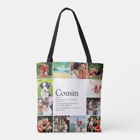 Modern Fun 12 Photo Collage Cousin Definition Tote Bag (Achterkant)