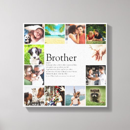 Modern Fun 12 Photo Cool Best Brother Definition Canvas Afdruk (Voorkant)
