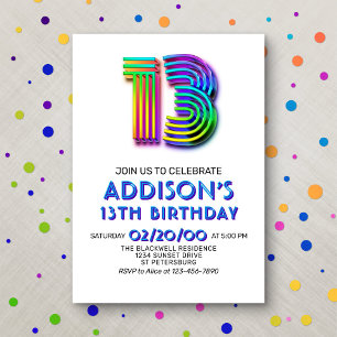 Modern Fun 13e verjaardag uitnodiging
