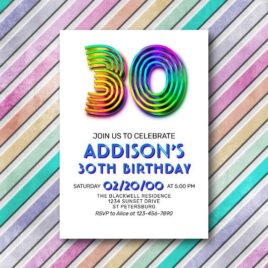 Modern Fun 30e verjaardag uitnodiging