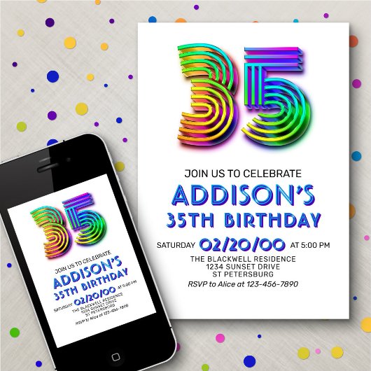 Modern Fun 35e verjaardag uitnodiging