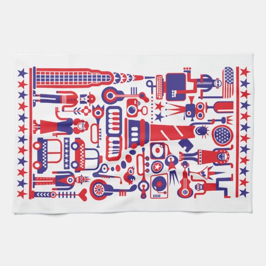 Modern Fun 4th of Juli Verenigde Staten Amerika Ic Theedoek (Horizontaal)