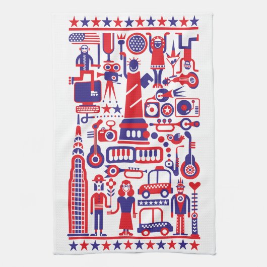 Modern Fun 4th of Juli Verenigde Staten Amerika Ic Theedoek (Verticaal)