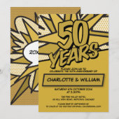 Modern Fun 50th Golden Wedding Jubileum Kaart (Voorkant / Achterkant)