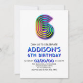Modern Fun 6e verjaardag uitnodiging (Voorkant)