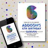 Modern Fun 6e verjaardag uitnodiging