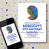 Modern Fun 9e Verjaardag uitnodiging