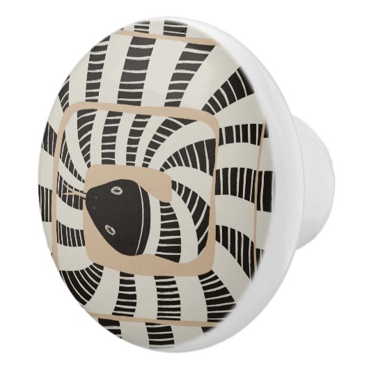 Modern Fun Abstract Striped Snake | Snake Lovers Keramische Knop (Rechts)