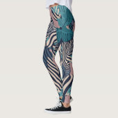 Modern Fun Abstracte Zwarte Zebra Strepen Wild Saf Leggings (Links)
