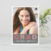 Modern Fun Afstudeerder Photo Card Graduparty Kaart (Staand voorkant)