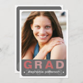 Modern Fun Afstudeerder Photo Card Graduparty Kaart (Voorkant / Achterkant)