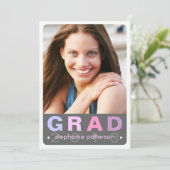 Modern Fun Afstudeerder Photo Card Graduparty Kaart (Staand voorkant)