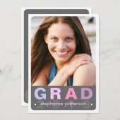 Modern Fun Afstudeerder Photo Card Graduparty Kaart (Voorkant / Achterkant)