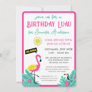 Modern Fun Aloha Tropical Luau Birthday Kaart