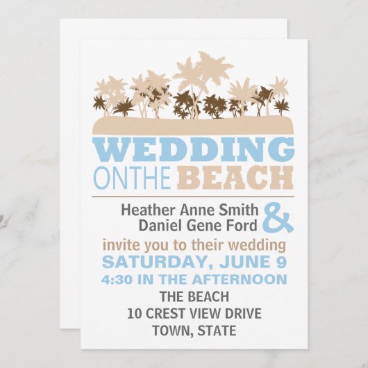 Modern Fun Beach Wedding Theme Uitnodigingen (Voorkant / Achterkant)