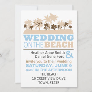 Modern Fun Beach Wedding Theme Uitnodigingen