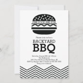Modern Fun Black White Chevron Barbecue Party Kaart (Voorkant)