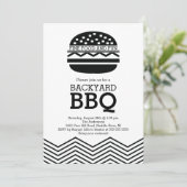 Modern Fun Black White Chevron Barbecue Party Kaart (Staand voorkant)