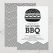 Modern Fun Black White Chevron Barbecue Party Kaart (Voorkant / Achterkant)