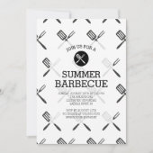 Modern Fun Black White Summer Barbecue Party Kaart (Voorkant)