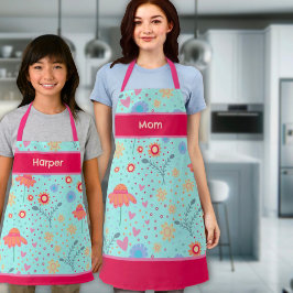 Modern Fun Bloem Patroon Naam Koken Inspirivity Schort