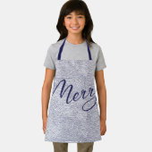 Modern Fun Blue Doodle Merry Kerstfeestdag Schort (Insitu)