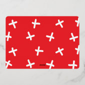 Modern Fun Border Goud & Rode Kerstkruizen Folie Feestdagenkaart (Achterkant)