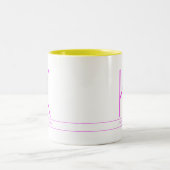 Modern Fun Bright Minimal Neon Monogram Tweekleurige Koffiemok (Center)