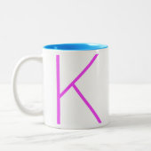 Modern Fun Bright Minimale Neon Monogram 2-toon C Tweekleurige Koffiemok (Links)