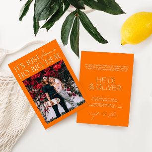 Modern Fun Bright Oranje Photo Wedding Invitation Kaart