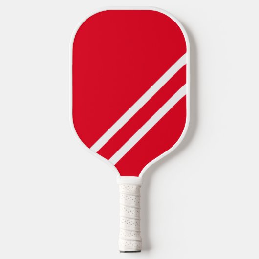 Modern Fun Bright Red Sleek White Racing Stripes Pickleball Paddle (Voorkant)