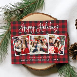 Modern Fun Calligrafie 3 Foto Pset Holiday Briefkaart<br><div class="desc">Modern Fun Calligraphy Script Prettige feestdagen Family 3 Foto Briefkaart - Red Buffalo Pset</div>