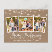 Modern Fun Calligrafie 3 Foto Thanksgiving Kraft Briefkaart (Voorkant)