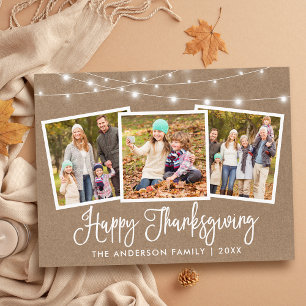 Modern Fun Calligrafie 3 Foto Thanksgiving Kraft Briefkaart