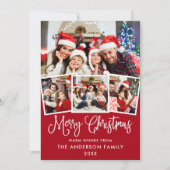 Modern Fun Calligrafie 4 Kerstrood Feestdagenkaart (Voorkant)