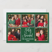 Modern Fun Calligrafie 5 Foto Feliz Navidad Green Feestdagenkaart (Voorkant)