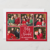 Modern Fun Calligrafie 5 Foto Feliz Navidad Red Feestdagenkaart (Voorkant)