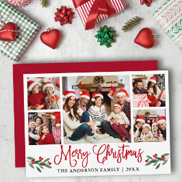 Modern Fun Calligrafie 5 Fotokerstrood Feestdagenkaart