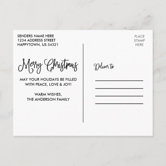 Modern Fun Calligrafie Kerstmis 4 Foto Rood Briefkaart (Achterkant)