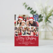 Modern Fun Calligrafie Kerstmis 4 Foto Rood Briefkaart (Staand voorkant)